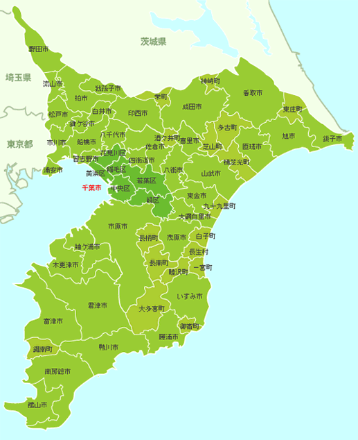 千葉県地図とチーバくんの比較